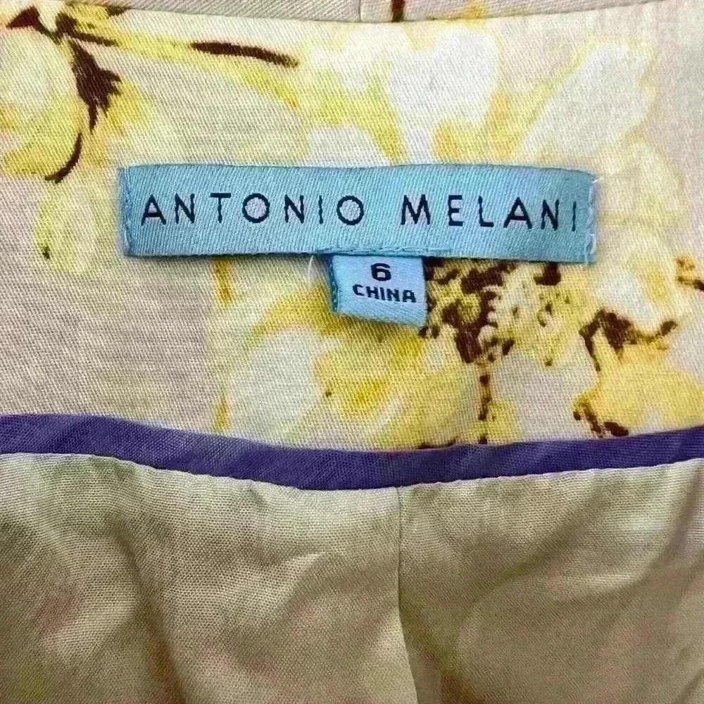 ANTONIO MELANI Floral Yellow Blazer Size 6 - Picture 4 of 6